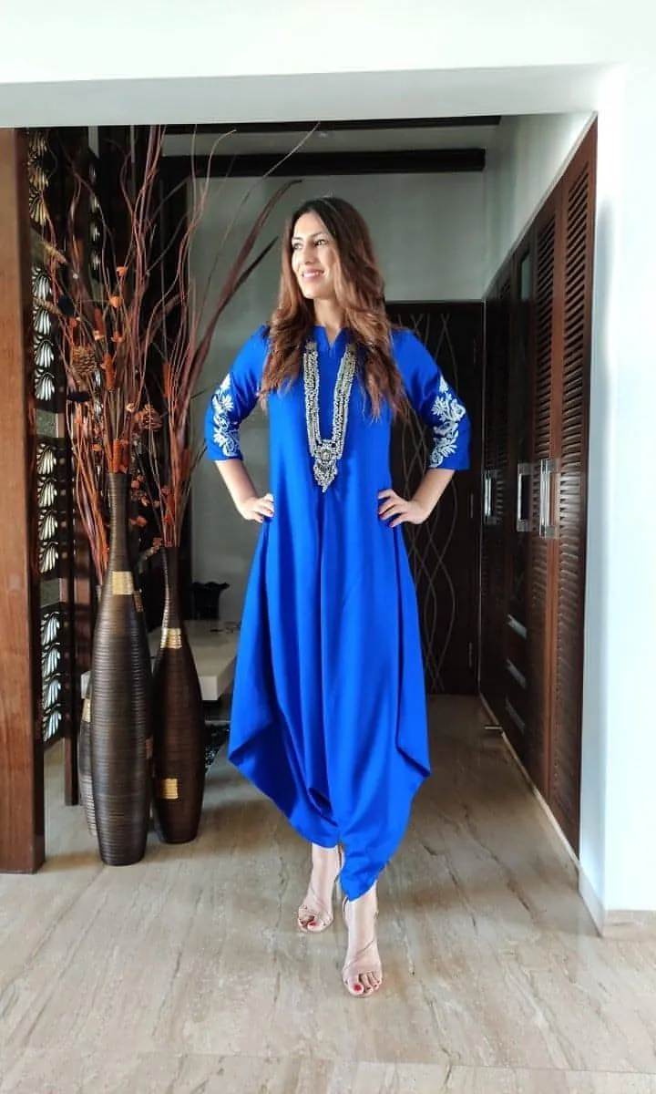 Royal Blue Embroidery Jumpsuit