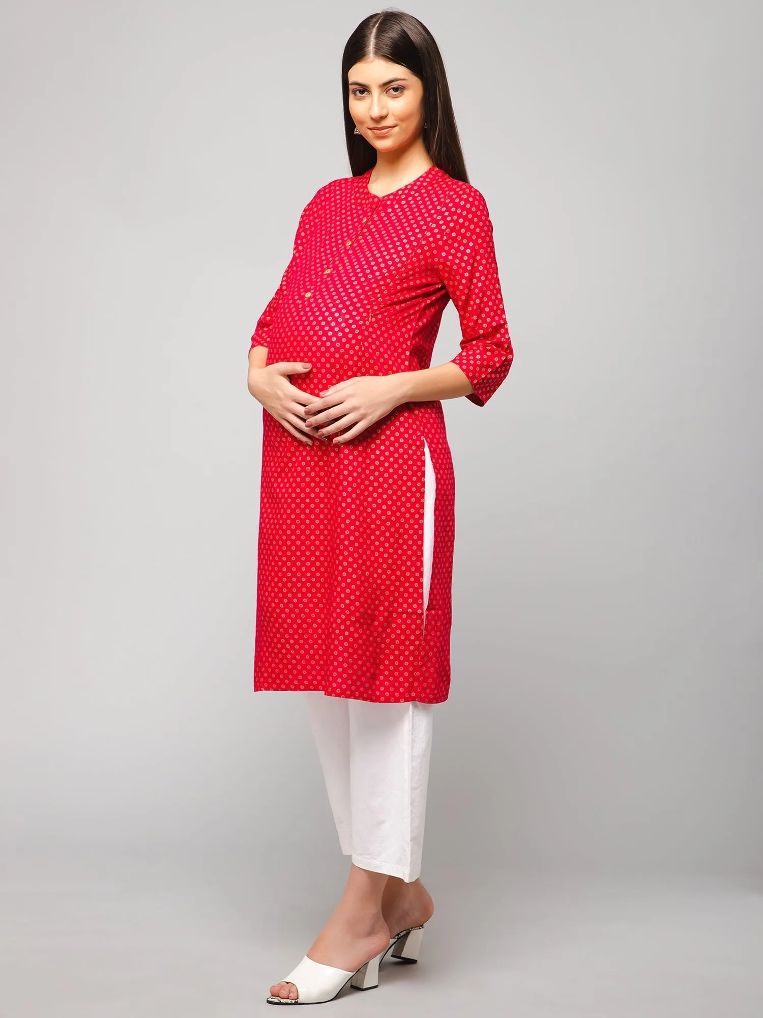 Royal Pink Maternity Feeding Kurti