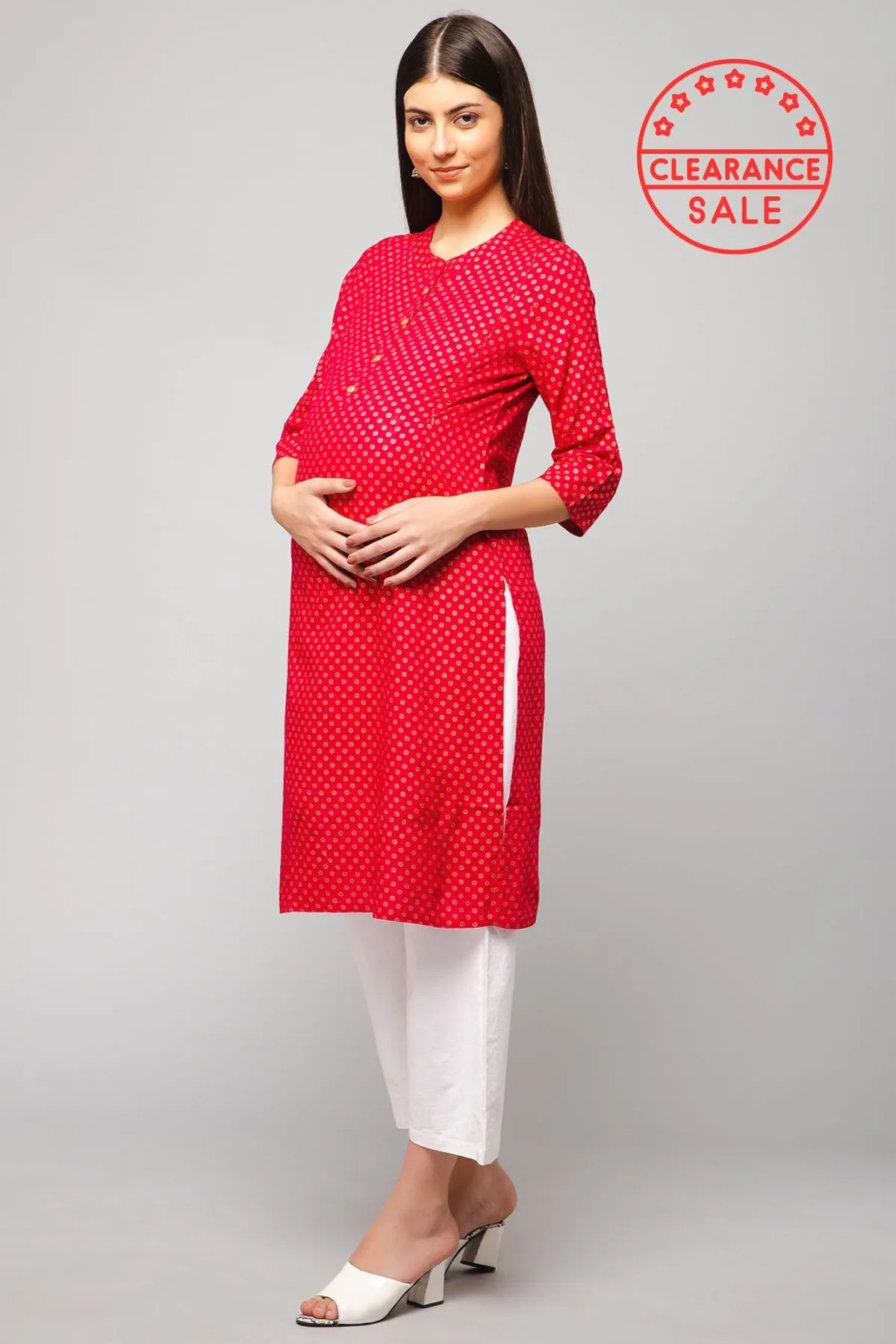 Royal Pink Maternity Feeding Kurti