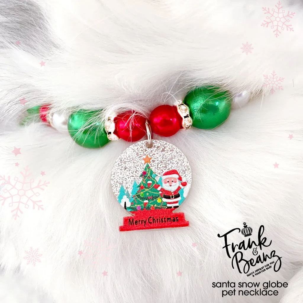 Santa Snow Globe Christmas Dog Necklace Personalized Cat Necklace Pet Jewelry