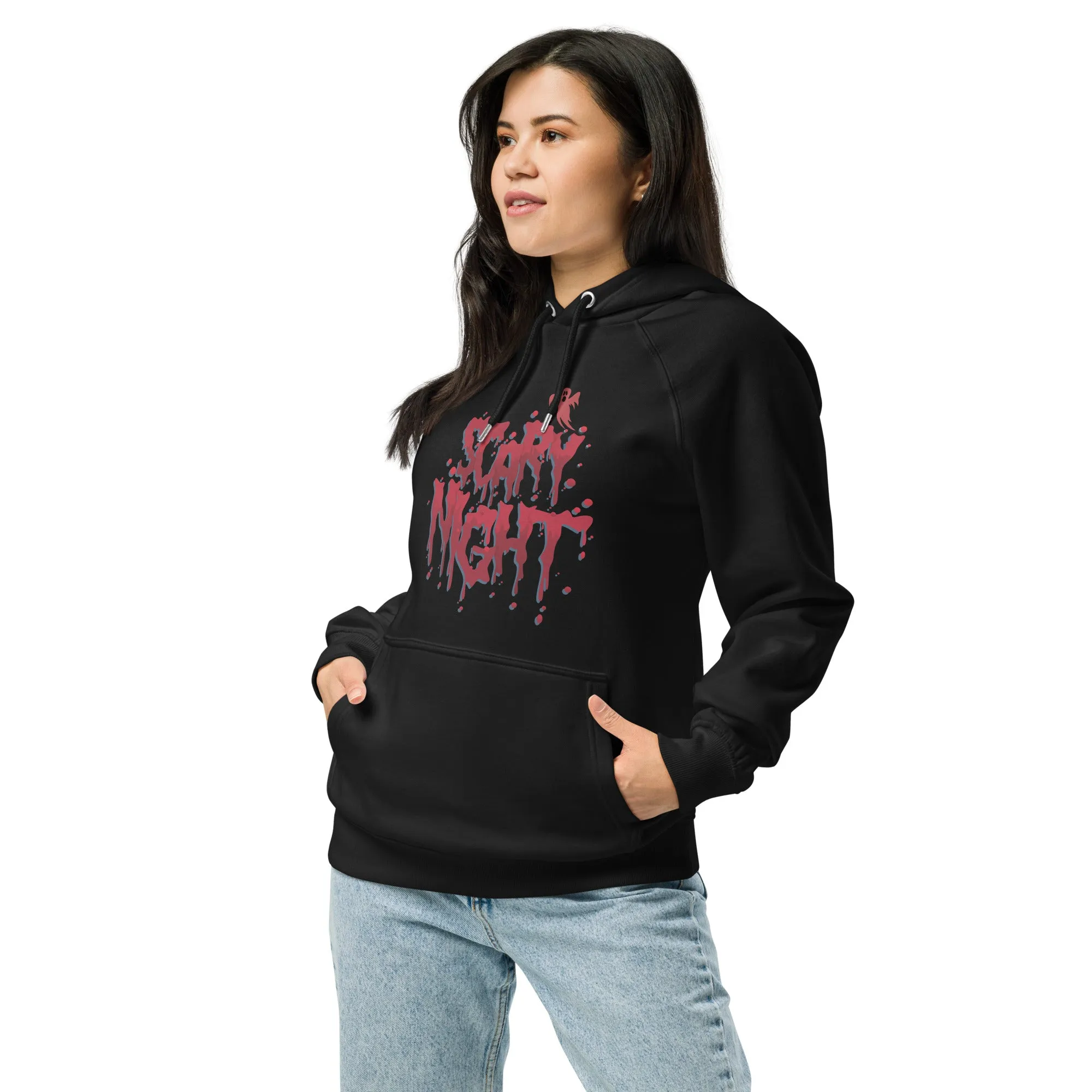 Scary Nights Halloween Graphic Women Eco Raglan Hoodie