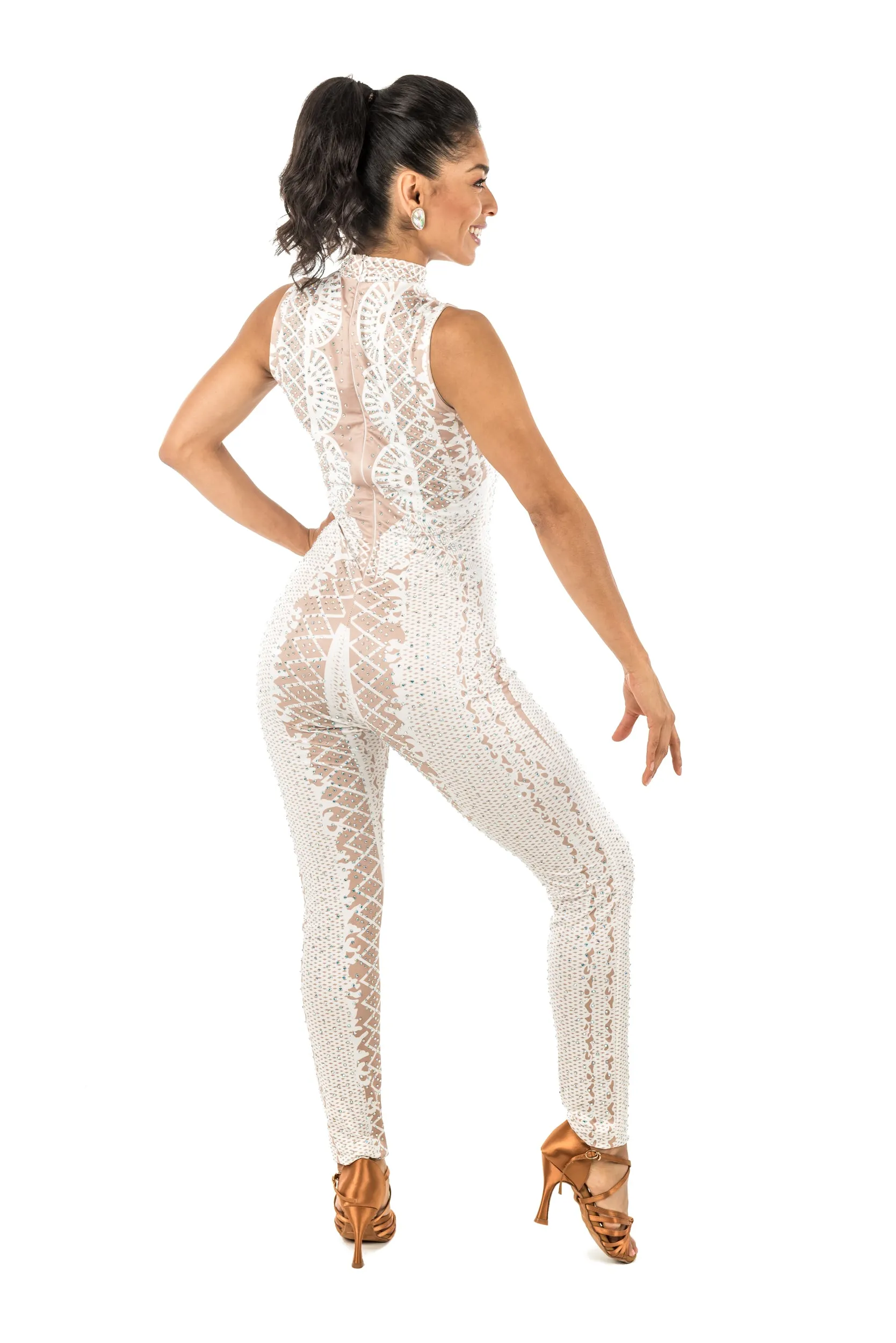 Sleeveless Rhinestone Embellished Bodysuit (590AW)