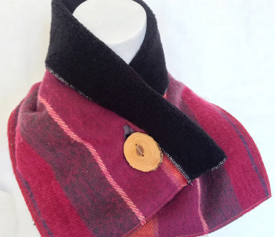 Sorbet Plaid Upcycled Neckwarmer - One-of-a-Kind