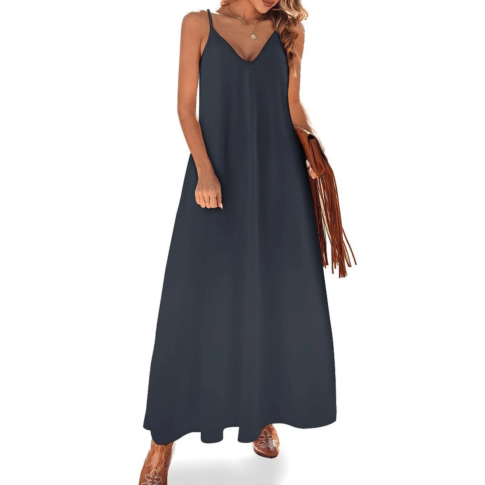 Spaghetti Strap Ankle-Length Dress Long dress Ebony Clay