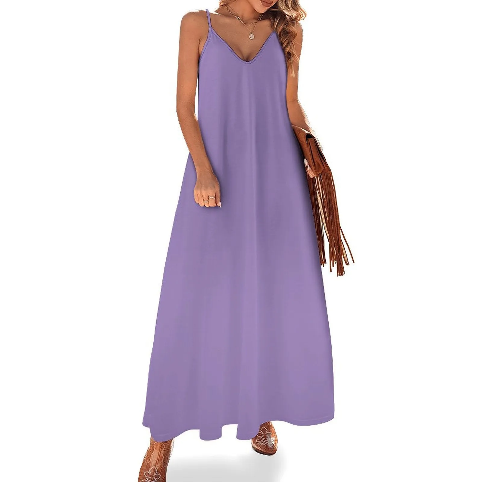 Spaghetti Strap Ankle-Length Dress Long dress Purple Mountain