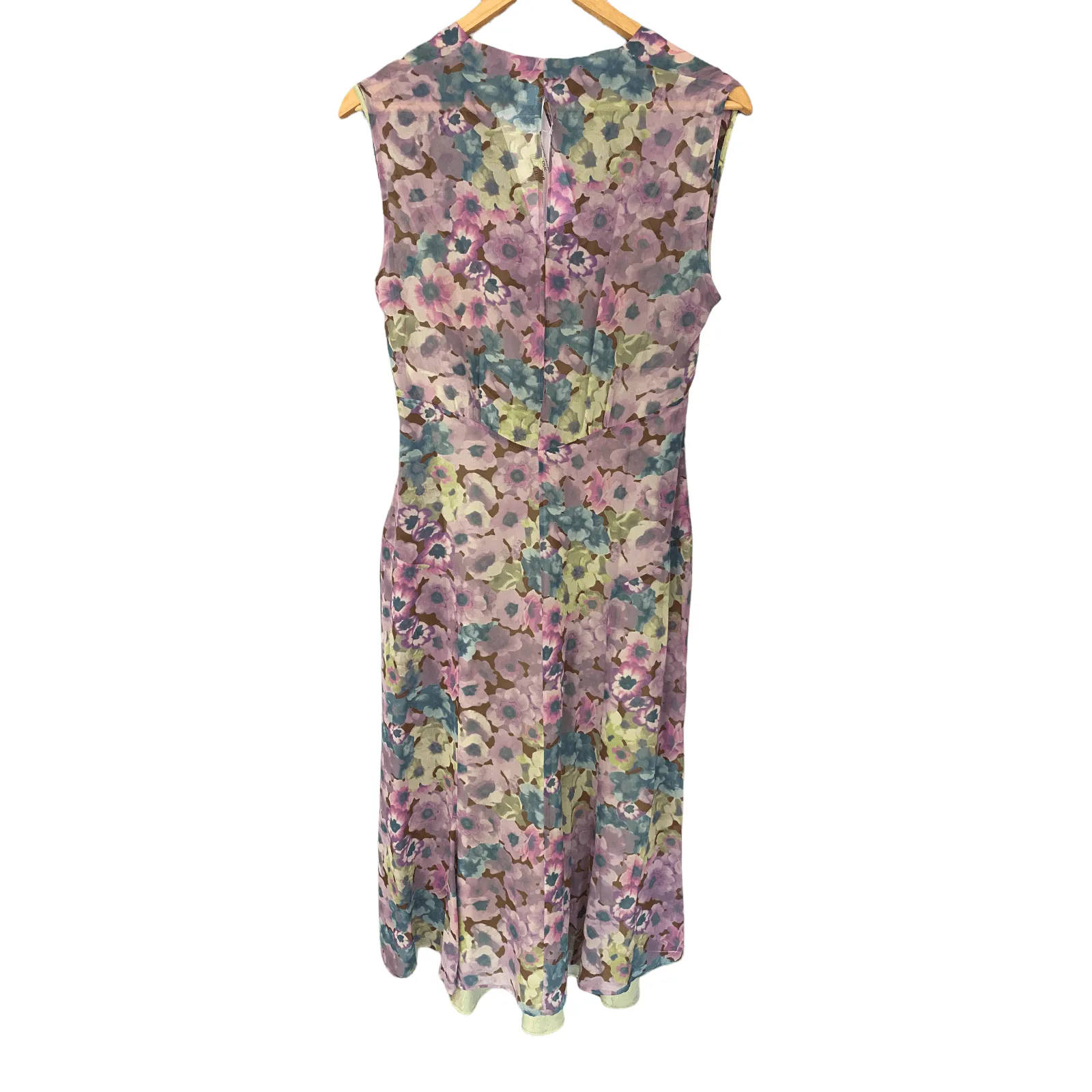 Sportmax 100% Silk Sleeveless Dress Pink Floral with Slip UK Size 10