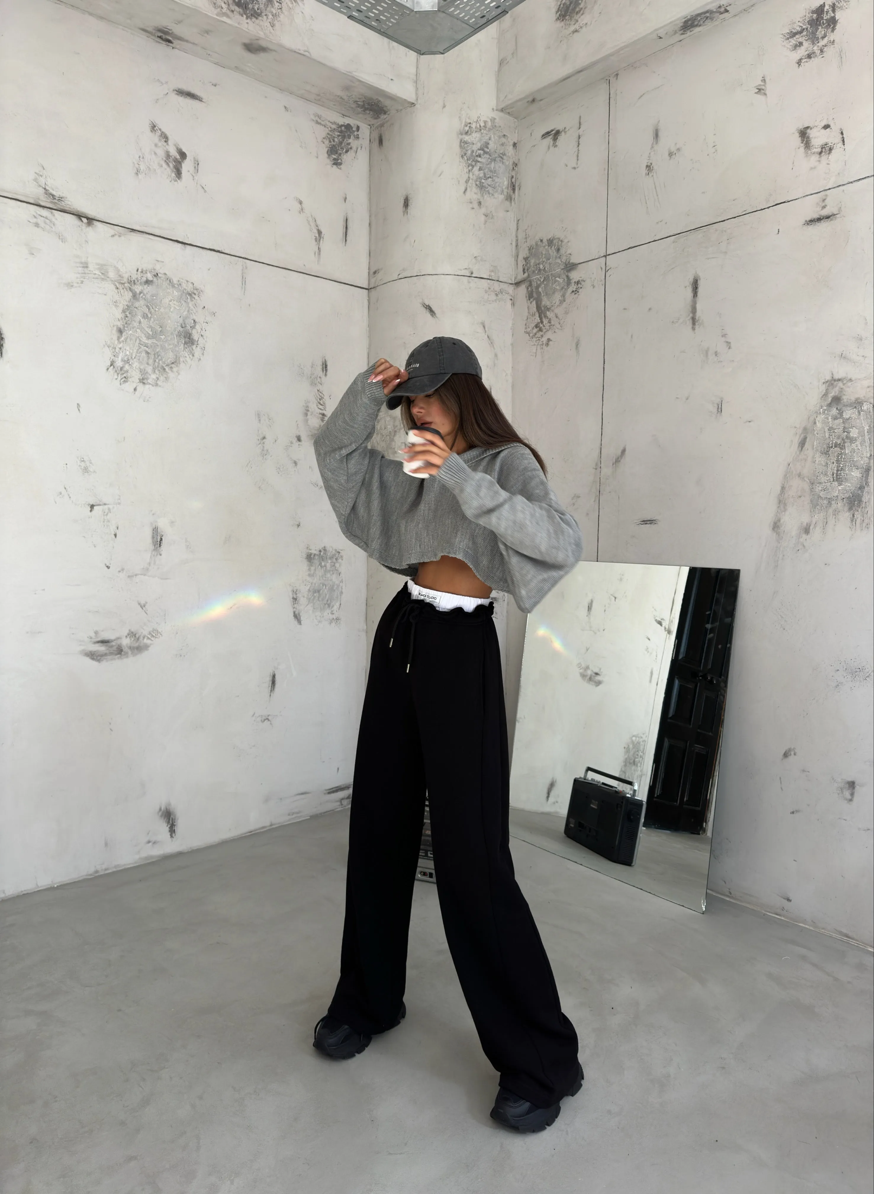 Stitch Detail Wide Leg Sweatpants