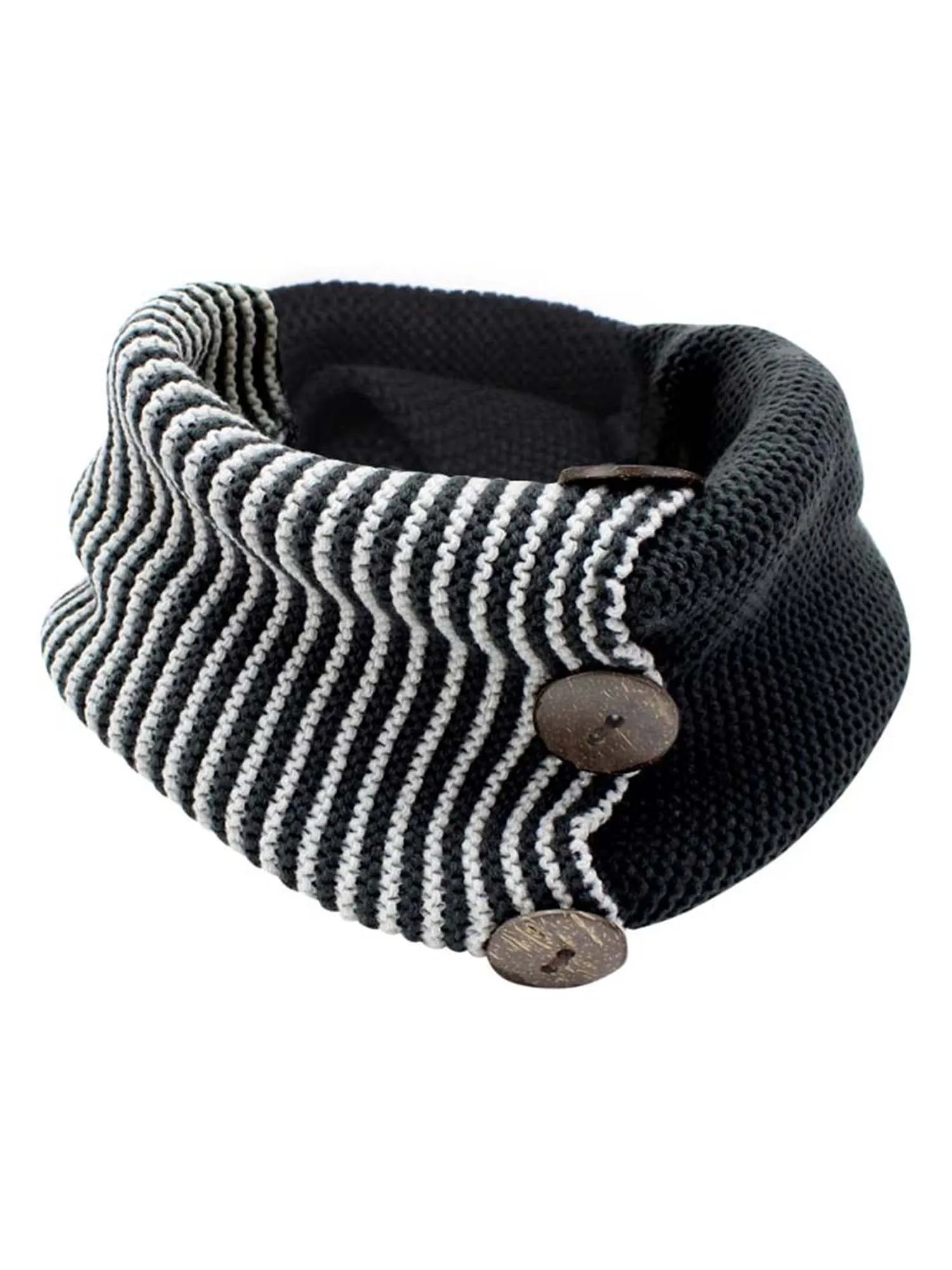 Stripe & Solid Knit Infinity Collar Scarf