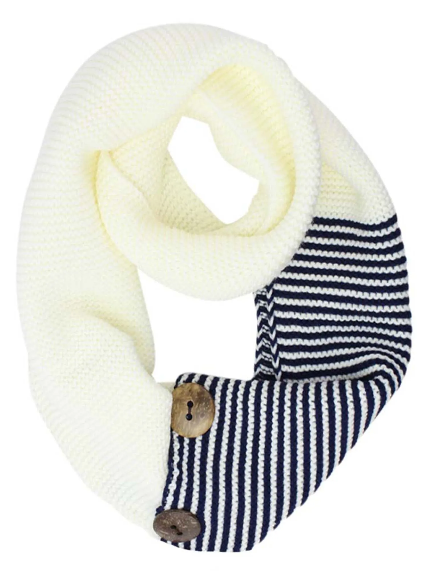 Stripe & Solid Knit Infinity Collar Scarf