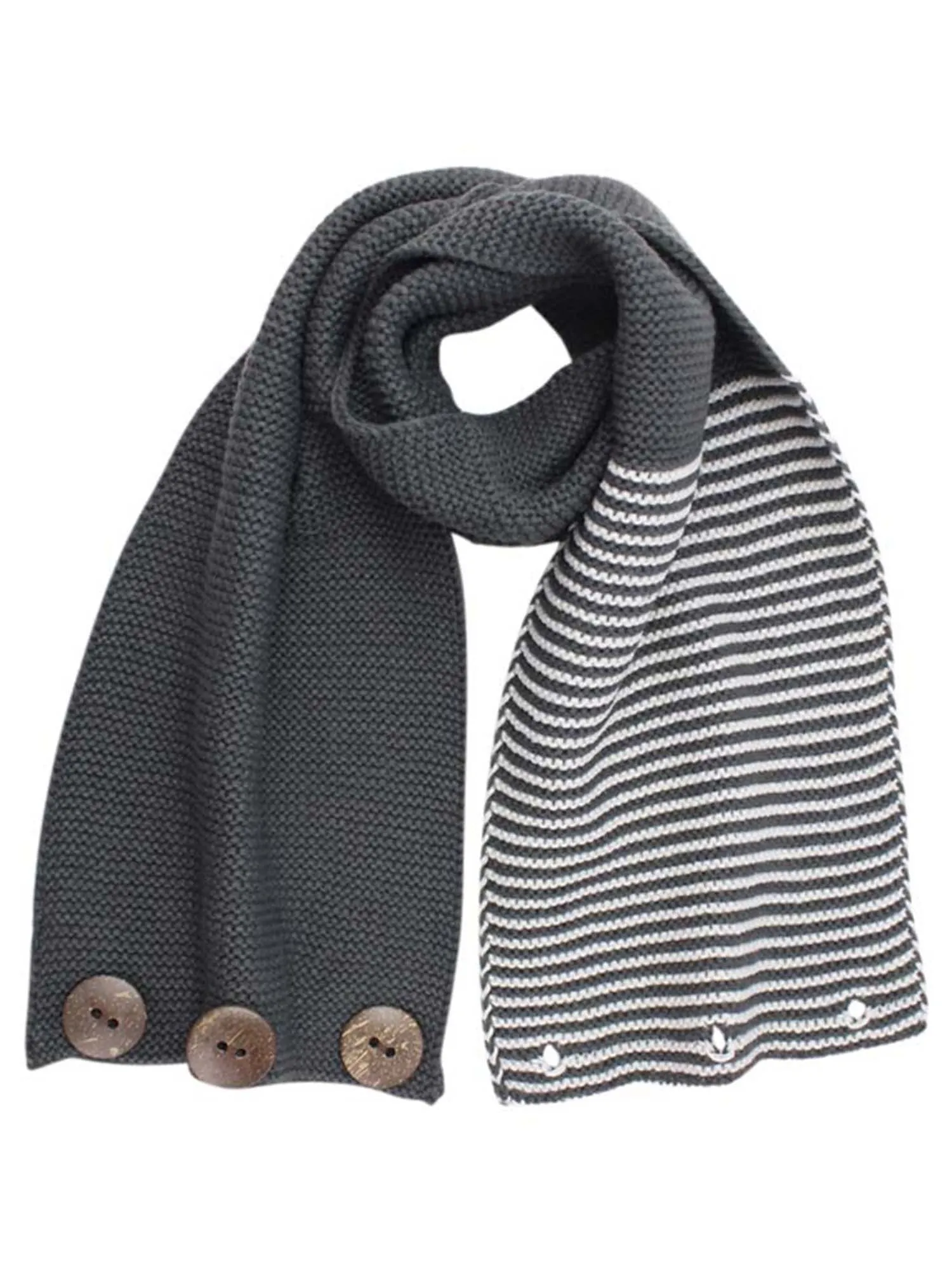 Stripe & Solid Knit Infinity Collar Scarf