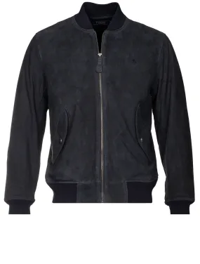 Suede Bomber Jacket Navy