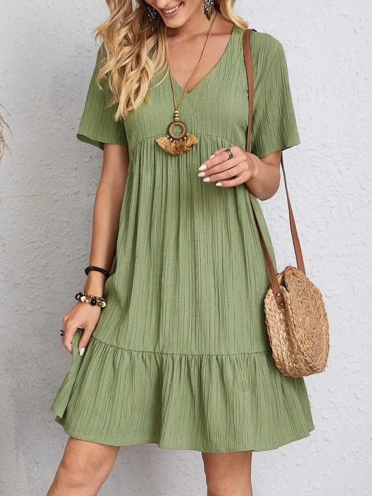 Summer Casual O Neck Mini Dress