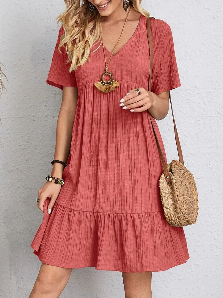 Summer Casual O Neck Mini Dress