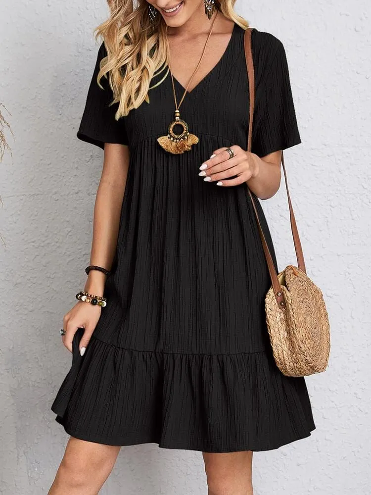 Summer Casual O Neck Mini Dress