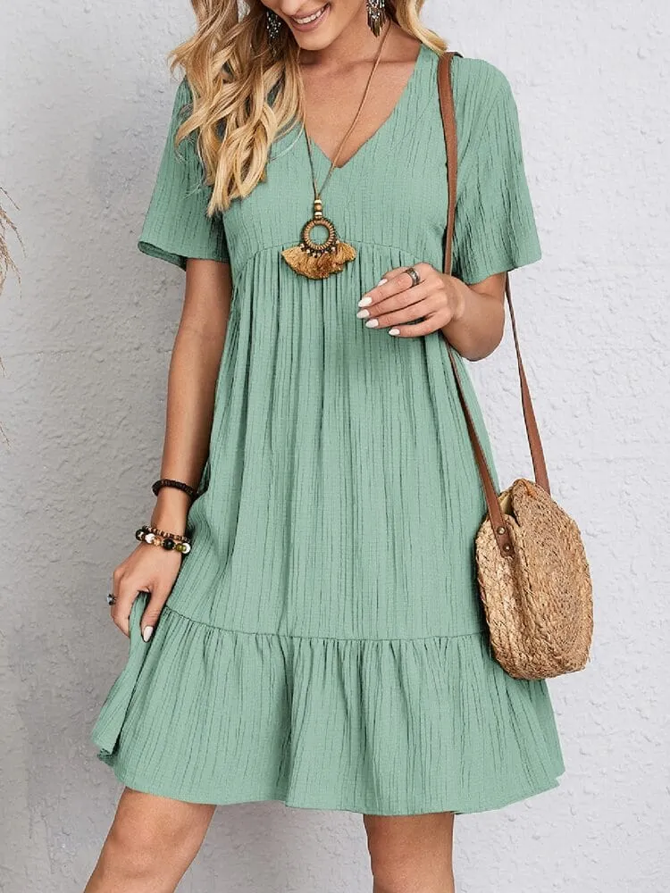 Summer Casual O Neck Mini Dress