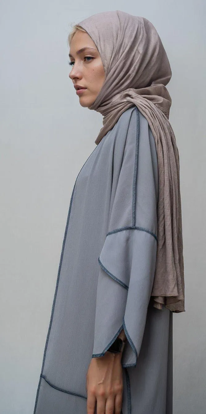 Tabbia three piece maxi lightweight abaya in grey