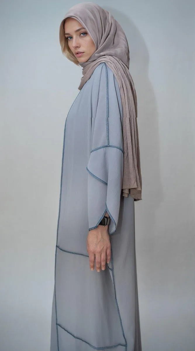 Tabbia three piece maxi lightweight abaya in grey