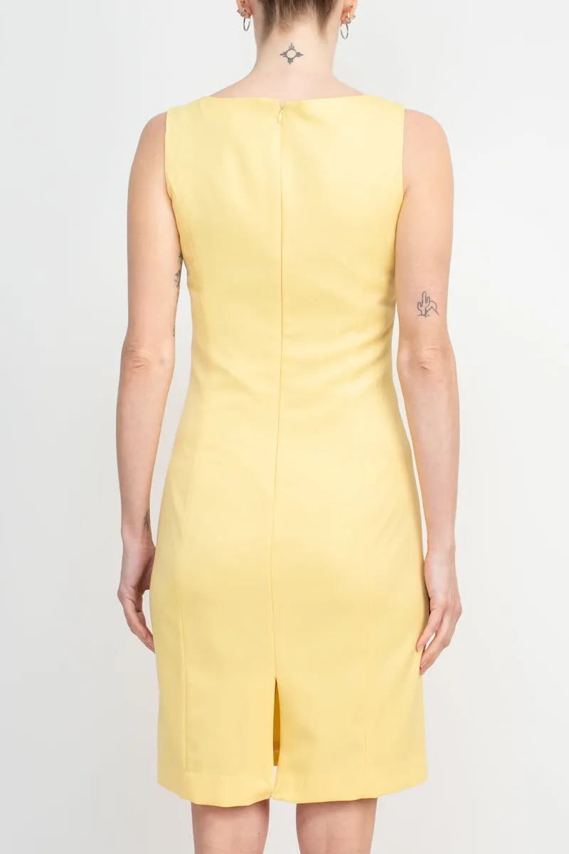 Tahari ASL Scoop Neck Sleeveless Short Dress With Matching Crew Neck 3/4 Ruffle Cuff Sleeves Jacket