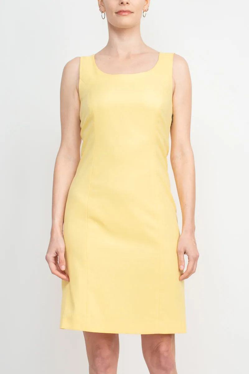 Tahari ASL Scoop Neck Sleeveless Short Dress With Matching Crew Neck 3/4 Ruffle Cuff Sleeves Jacket