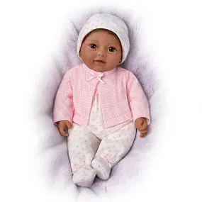 The Ashton-Drake Galleries Little Kiara Lifelike Realistic African American Black Baby Girl Doll with Hand Rooted Hair Fully Poseable Cuddly Bean Bag Body and Soft RealTouch® Vinyl Skin 10"-Inches