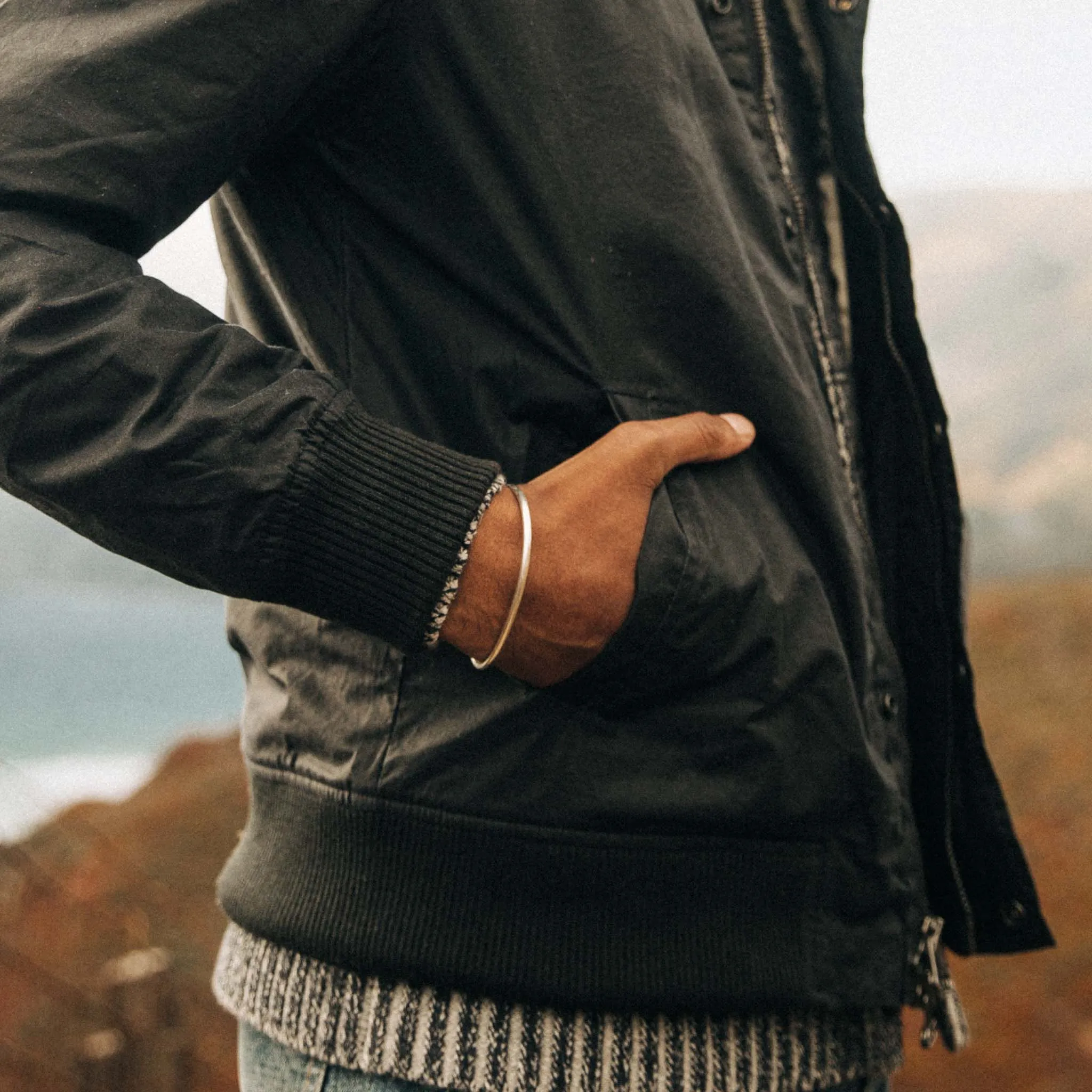 The Bomber Jacket in Waxed Navy