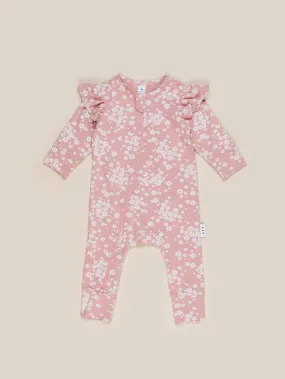 The Floral Frill Zip Romper by Hux Baby