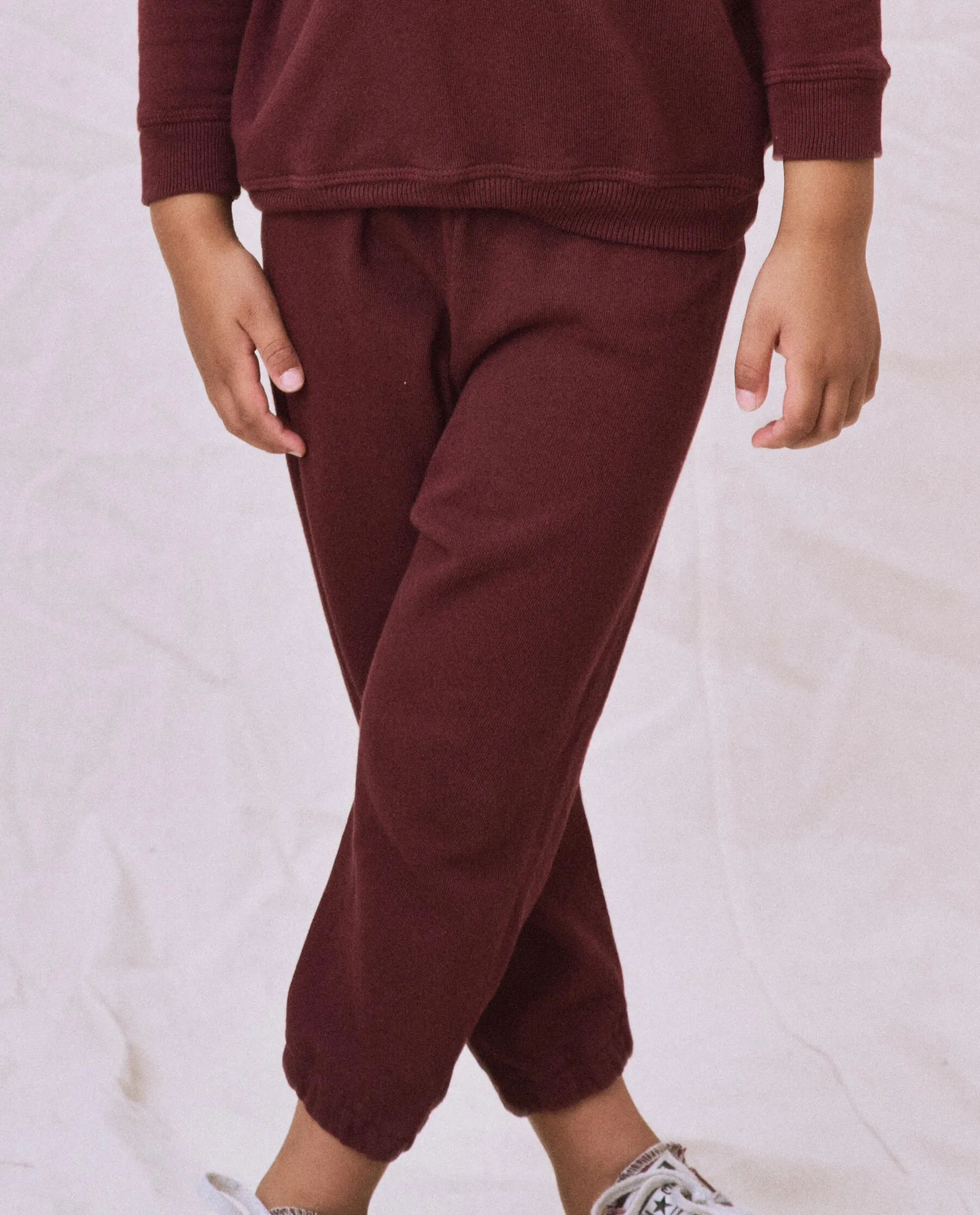 The Little Stadium Sweatpant. Solid -- Cherry Wood