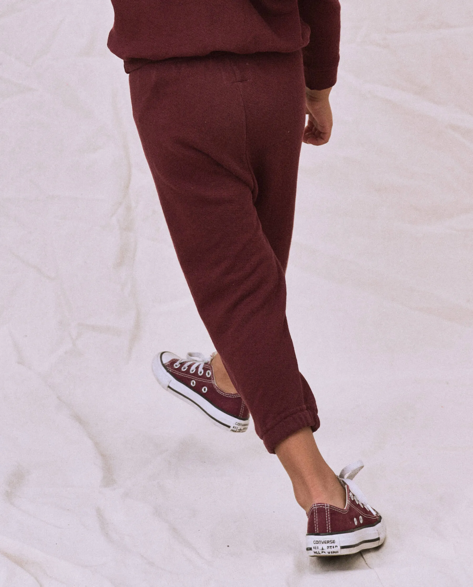 The Little Stadium Sweatpant. Solid -- Cherry Wood