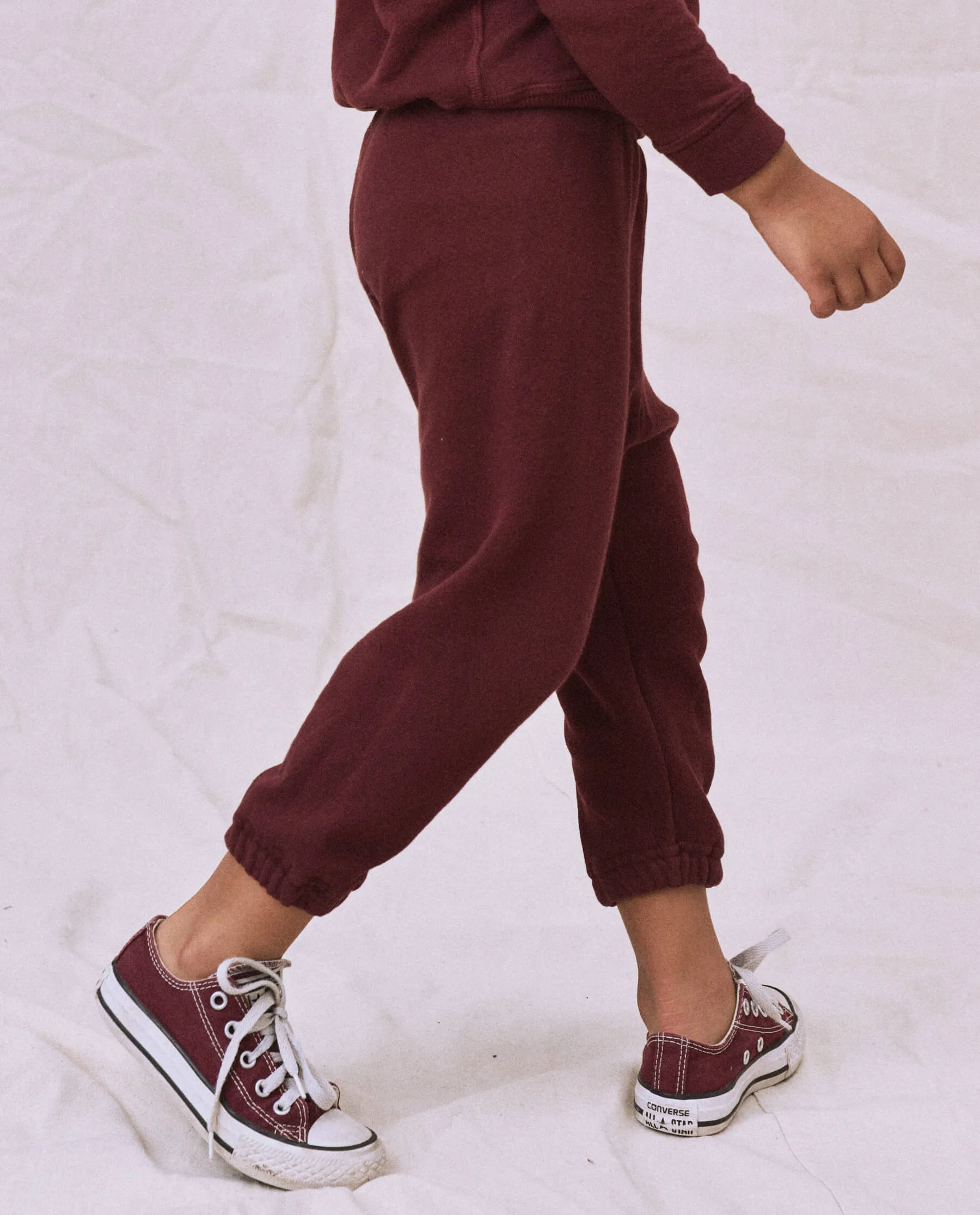 The Little Stadium Sweatpant. Solid -- Cherry Wood