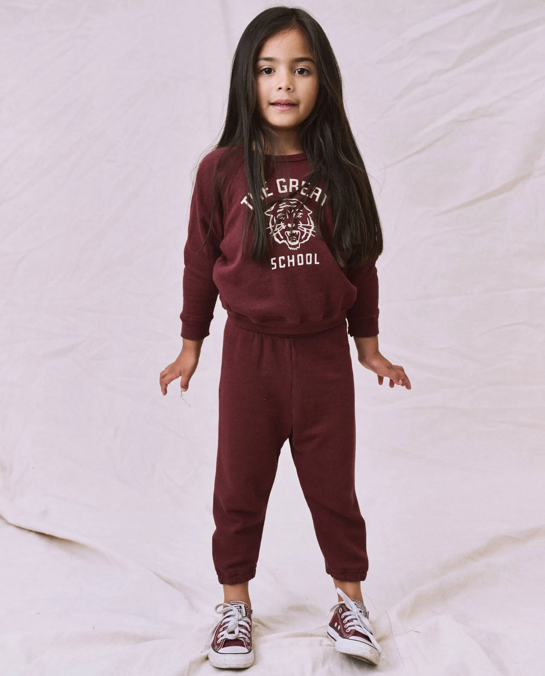 The Little Stadium Sweatpant. Solid -- Cherry Wood