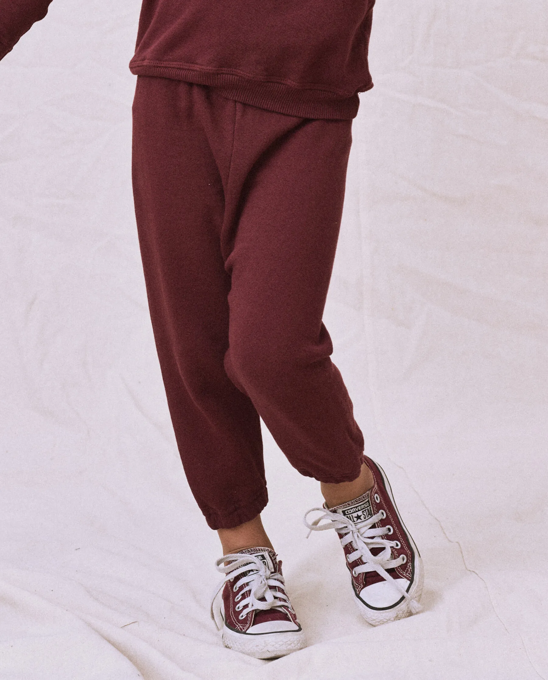 The Little Stadium Sweatpant. Solid -- Cherry Wood