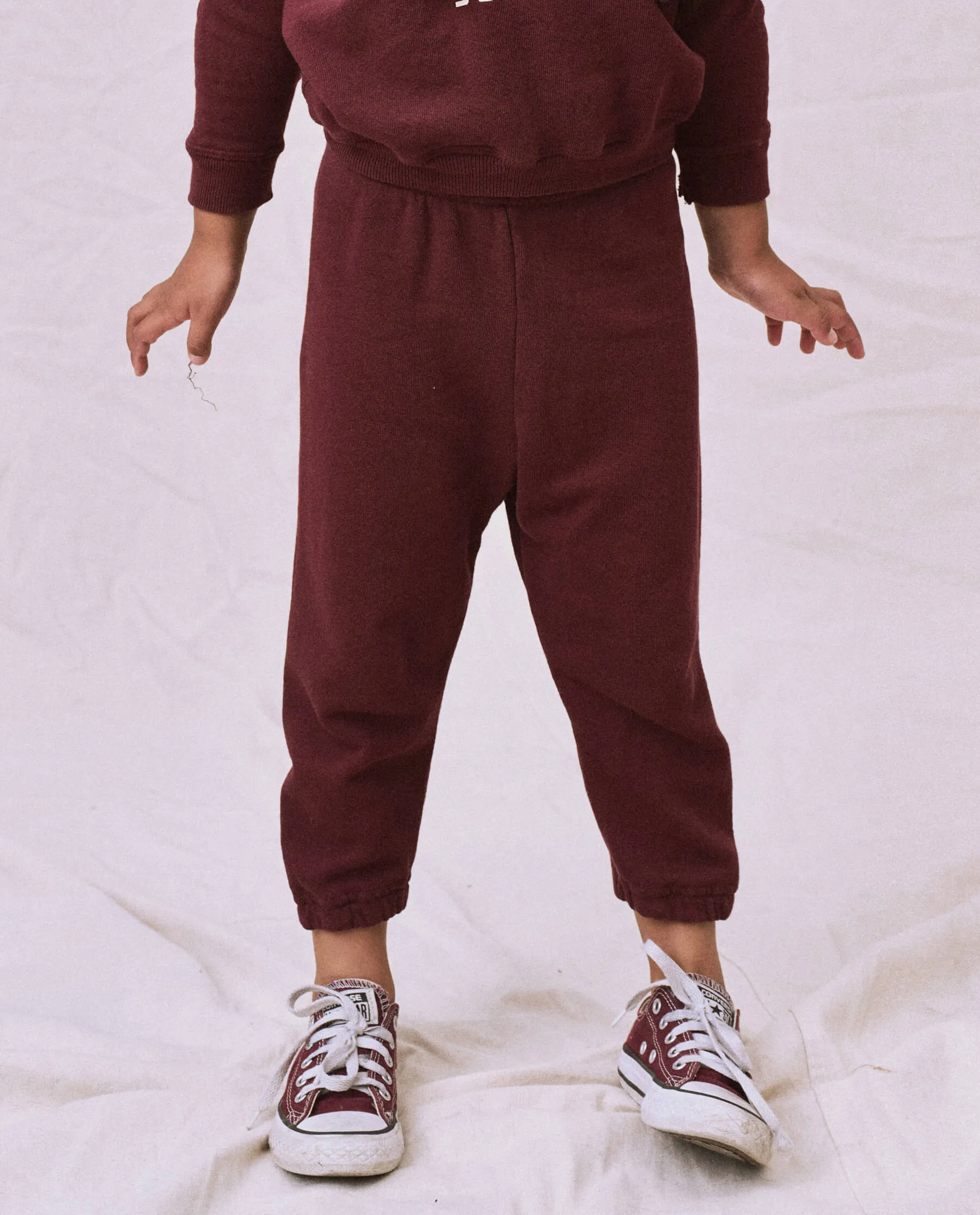 The Little Stadium Sweatpant. Solid -- Cherry Wood