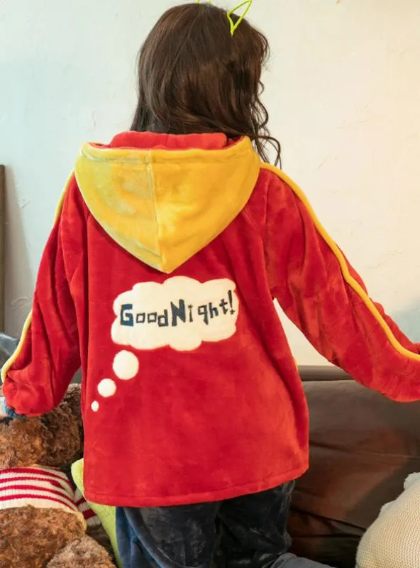 THICKENED HOODED VELVET WARM SWEET FLANNEL CUTE CARTOON