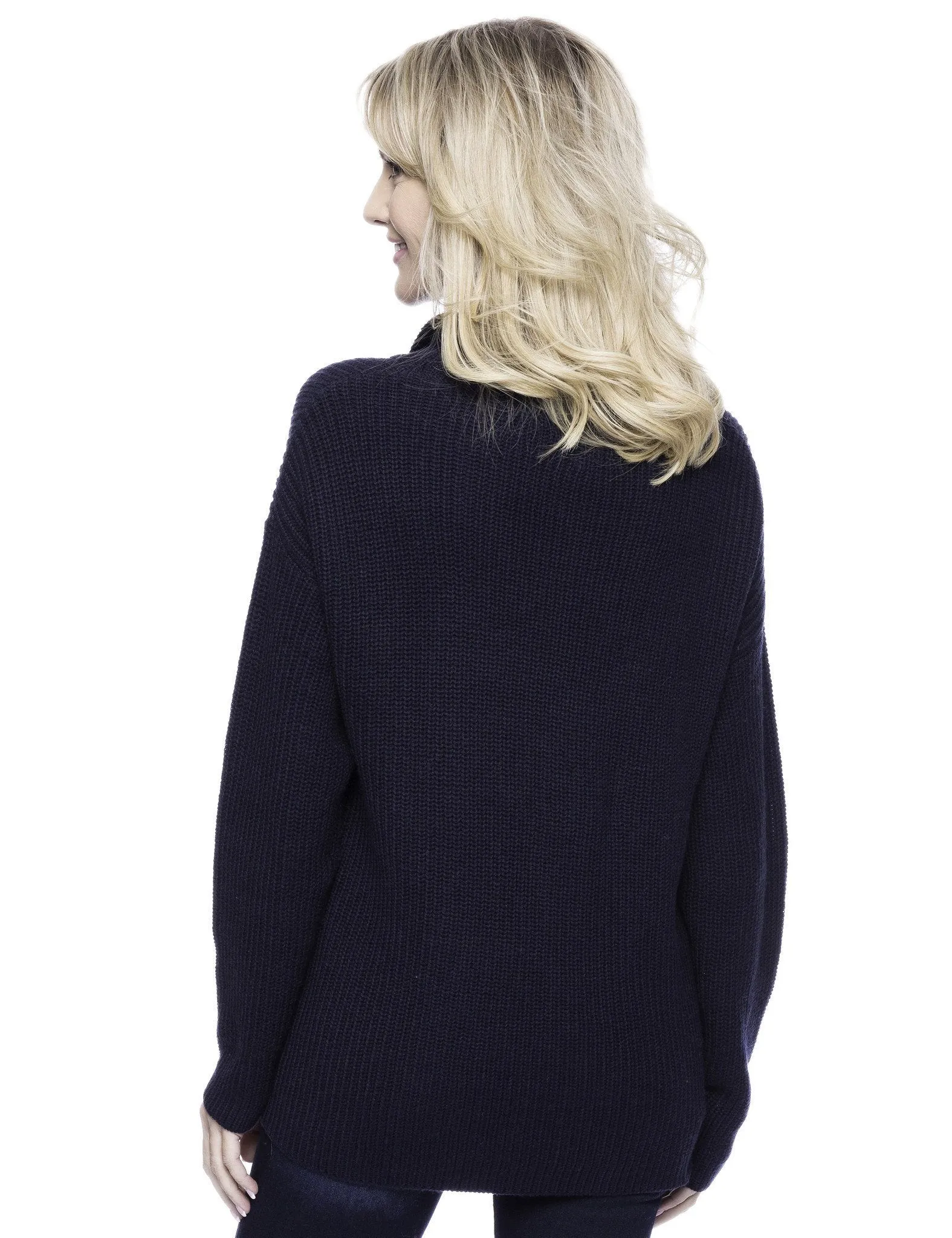 Tocco Reale Women's Cashmere Blend Cowl Neck Sweater - Navy