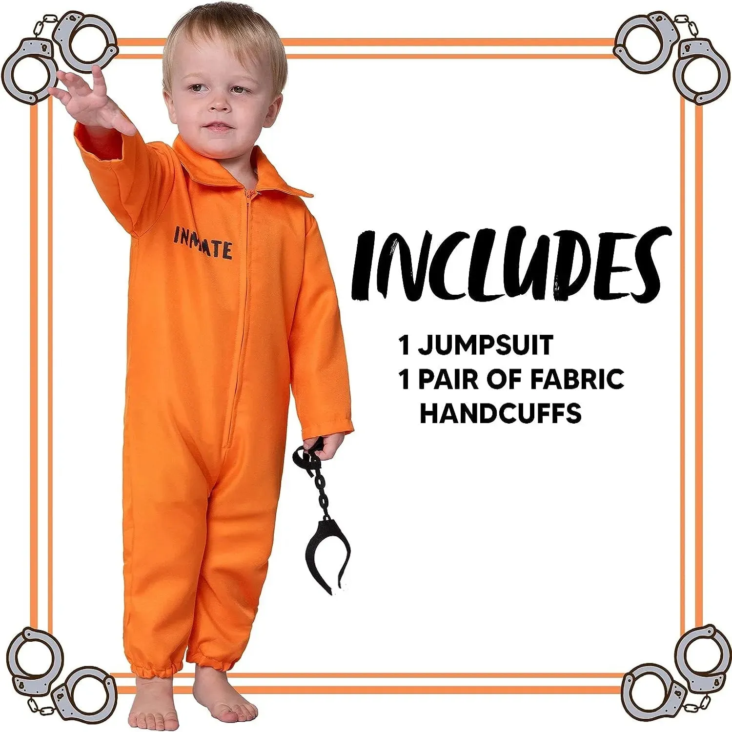 Toddler Unisex Jail Prisoner Costume for Halloween Party