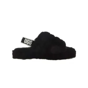 Ugg Kid's Fluff Yeaf Slide - Black