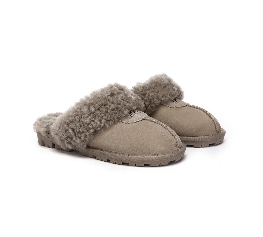 UGG Slippers Double Faced Sheepskin Wool Waffle Curly