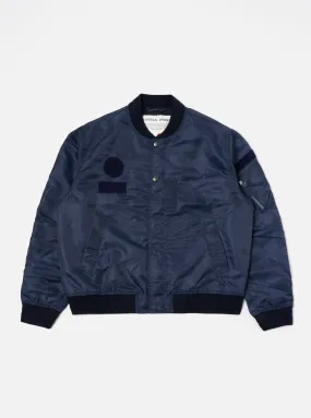 Universal Works Badge Bomber in Navy Flight Nylon