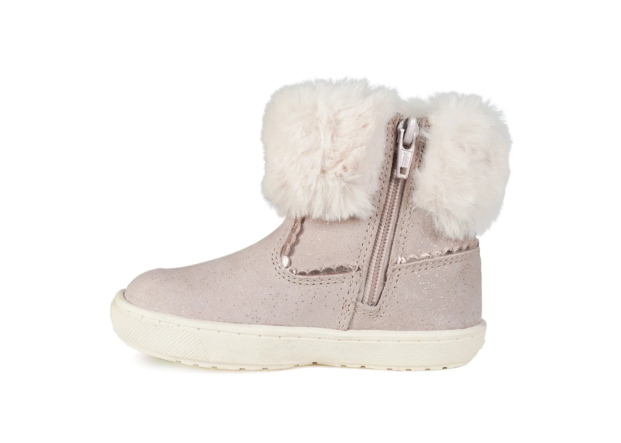 VIENNA - Girls' Pink Shimmer Fur Boots (Available in Half Sizes)