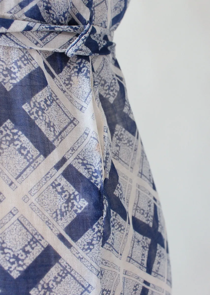 Vintage 1930s Blue and White Check Day Dress