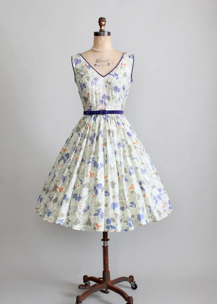 Vintage 1950s Sequins and Flowers Garden Party Dress