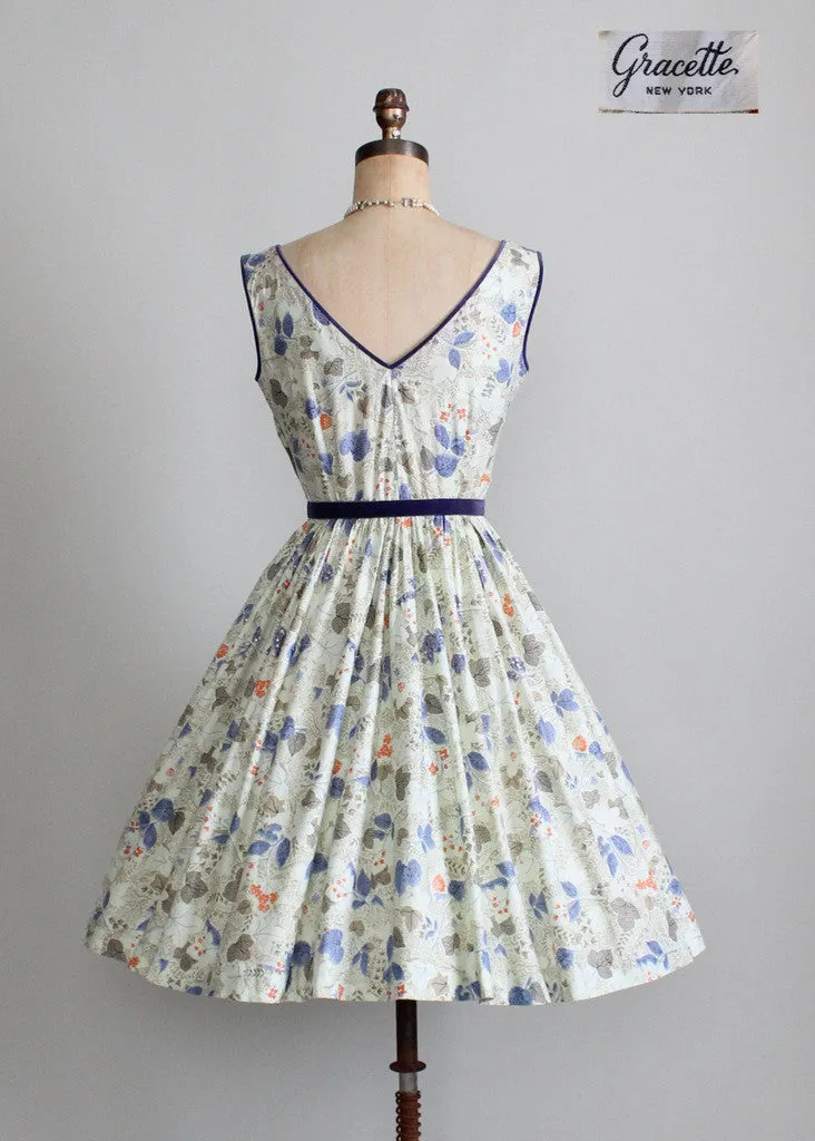 Vintage 1950s Sequins and Flowers Garden Party Dress