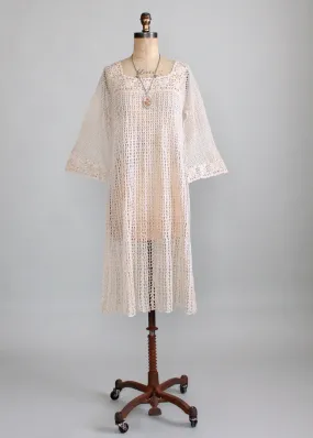 Vintage 1970s Crochet Bell Sleeve Dress