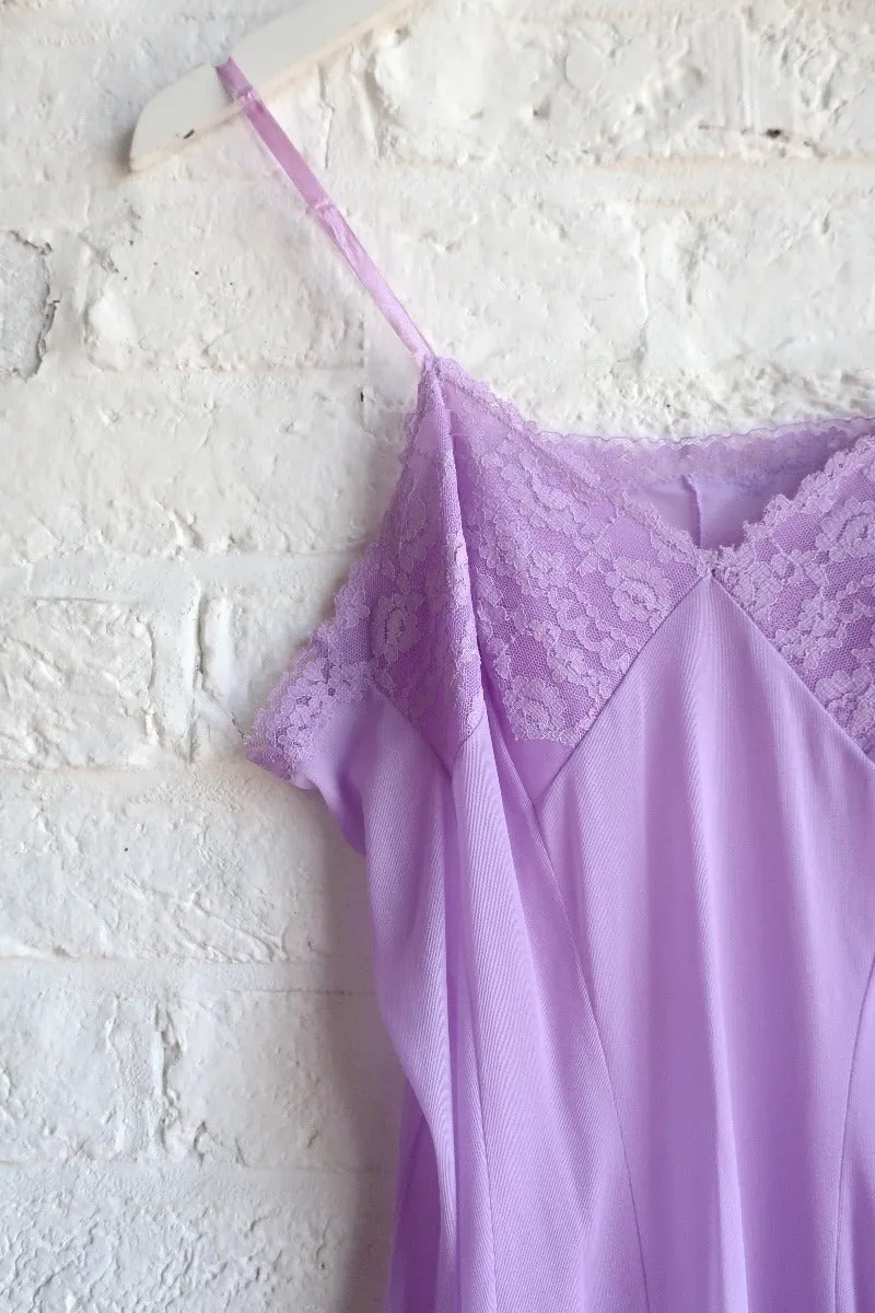 Vintage Dress - Lily Pond Purple Lace Slip - Size S