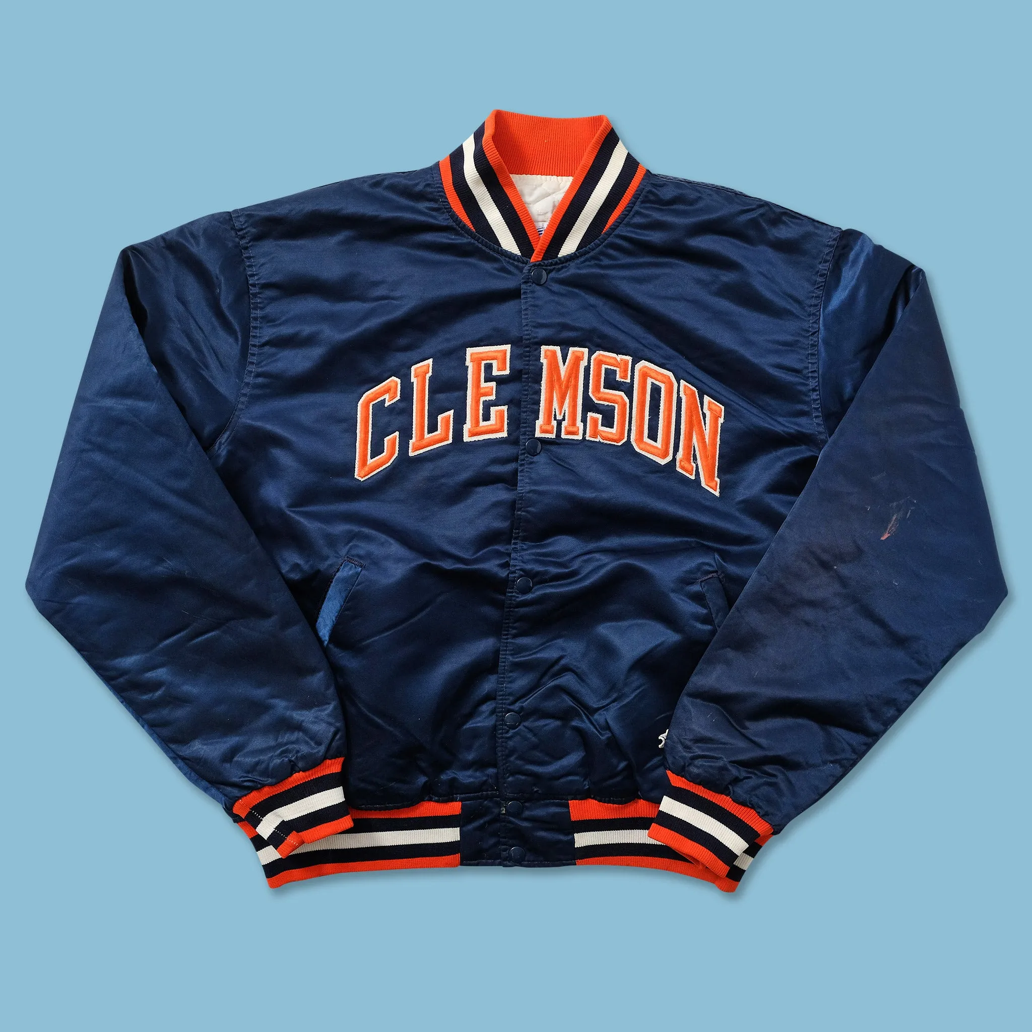 Vintage Starter Clemson Satin Bomber Jacket XLarge