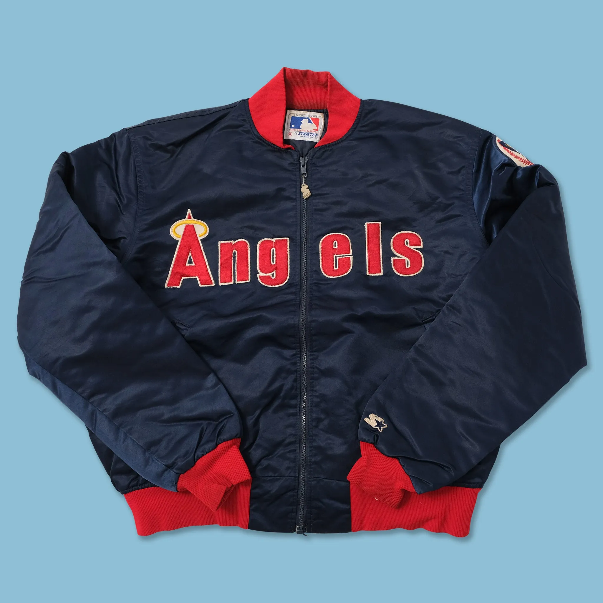 Vintage Starter Los Angeles Angels Satin Bomber Jacket Large