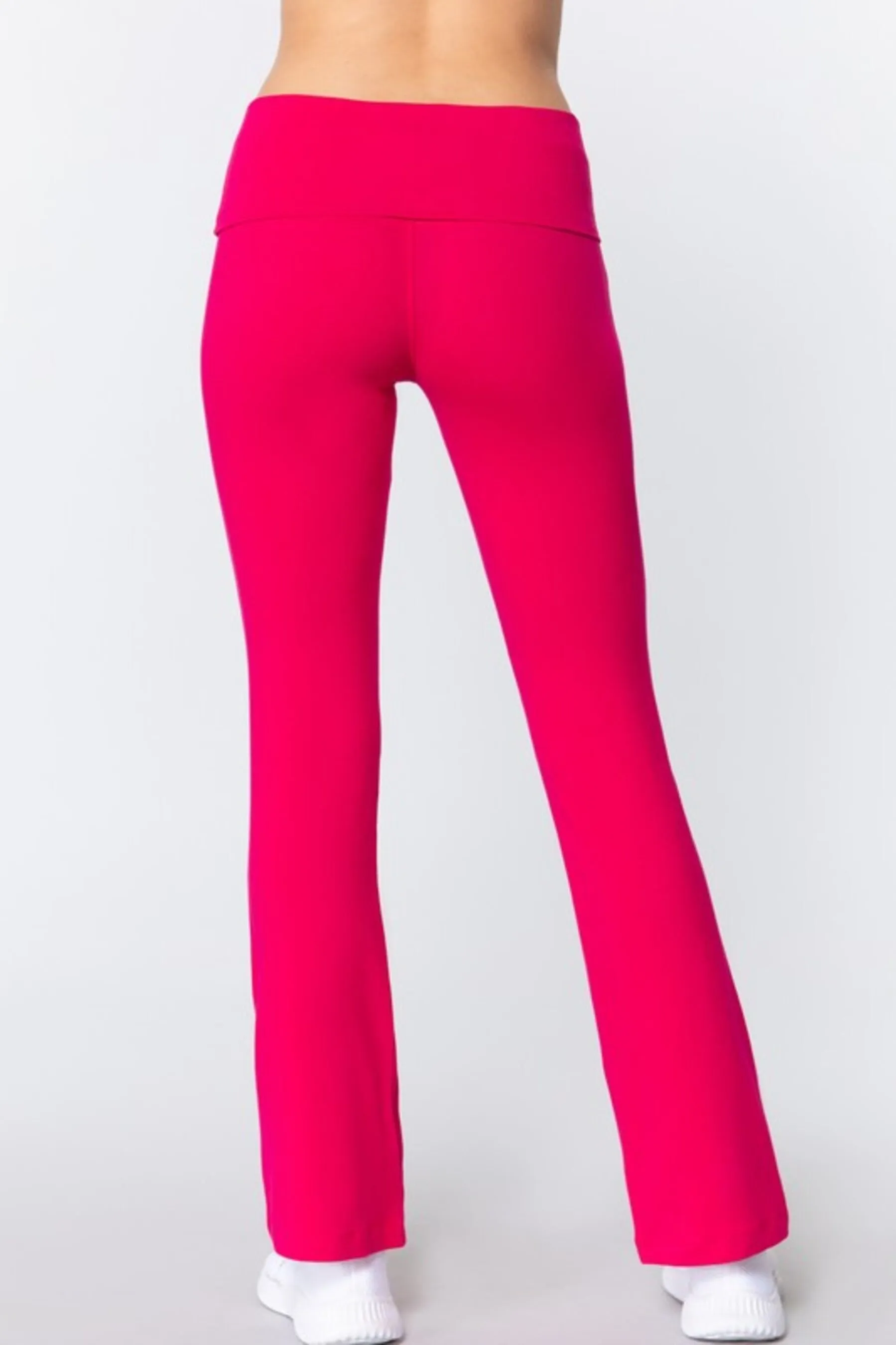 Women's Cotton Spandex Yoga Pants with Fold-Over Waistband