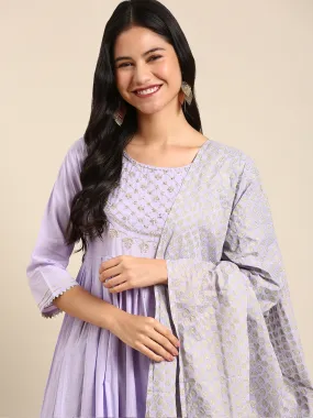 Women's Lavender Solid Anarkali Kurta