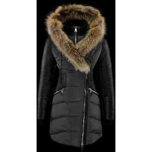 Women's Nicole Benisti Waist Cinching Quilted Puffer - Black/Natural