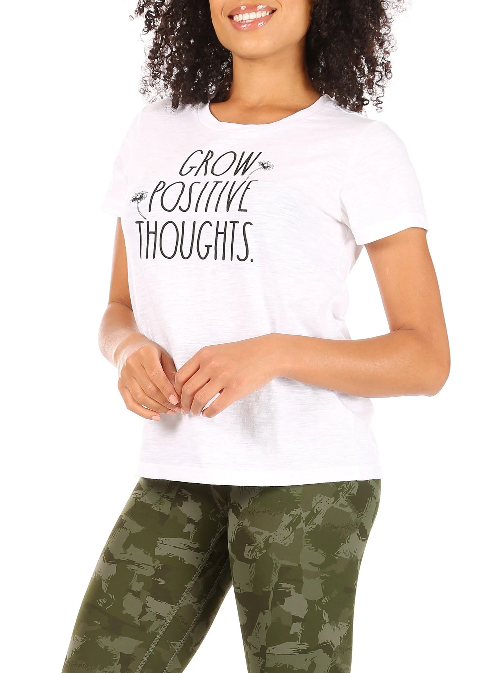 Women's "GROW POSITIVE THOUGHTS" Short Sleeve Classic Slub T-Shirt